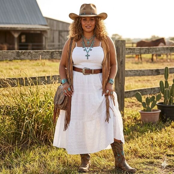 Ava & Viv Dresses & Skirts - Ava & Viv White Smocked Midi Dress 3X Boho Cottagecore Summer Sundress